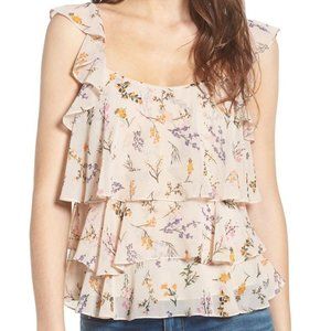 NWT Rebecca Minkoff Alexis Floral Ruffle Top In Cream Multi